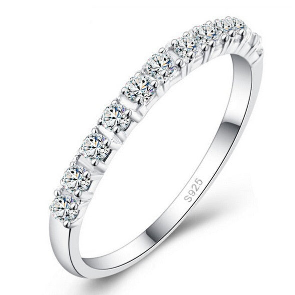 S925 Wedding mix size Carat Round CZ Plated Simulated Eternity Ring Bands New Jewelry for Women Bagu