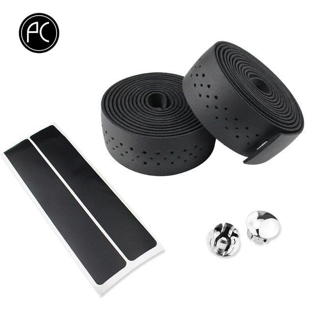 PCycling Bicycle Handlebar Tape Road Bike PU Leather Perforated Belt Breathable Soft Bike Handlebar 