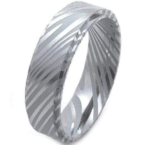 Black Tungsten Rings White Tungsten Carbide Damascus Step Edges Ring