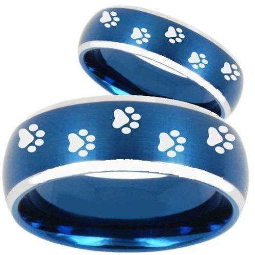 Platinum Engagement Rings Platinum White Blue Tungsten Carbide Paws Track Ring