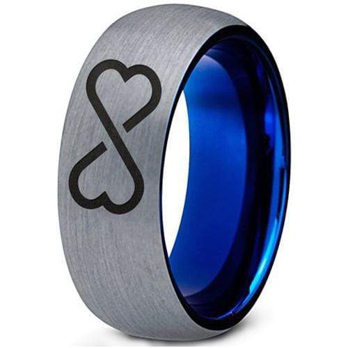 Platinum Rings White Blue Tungsten Carbide Dome Court Infinity H