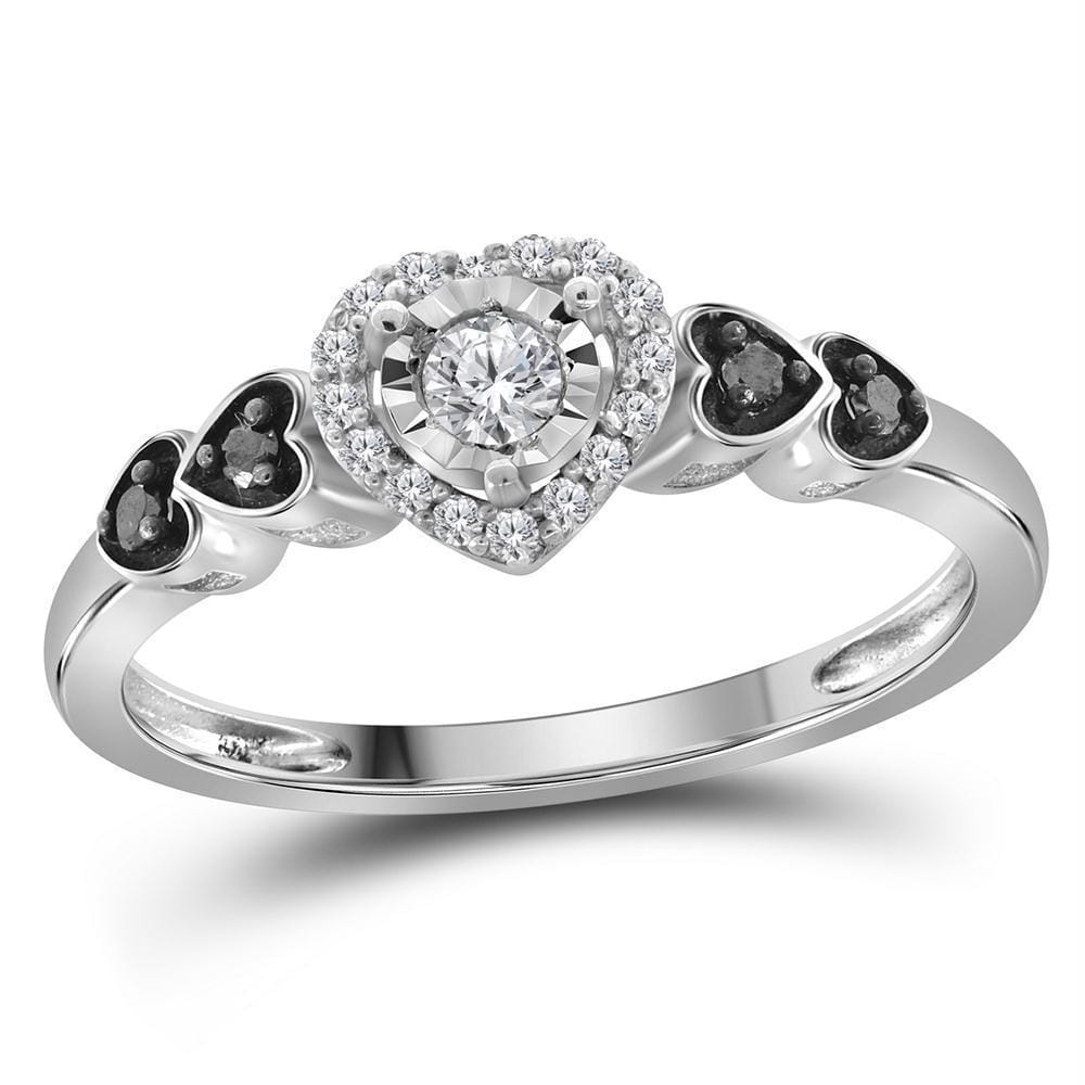 Sterling Silver Women's Round Diamond Solitaire Ring 1-5 Cttw