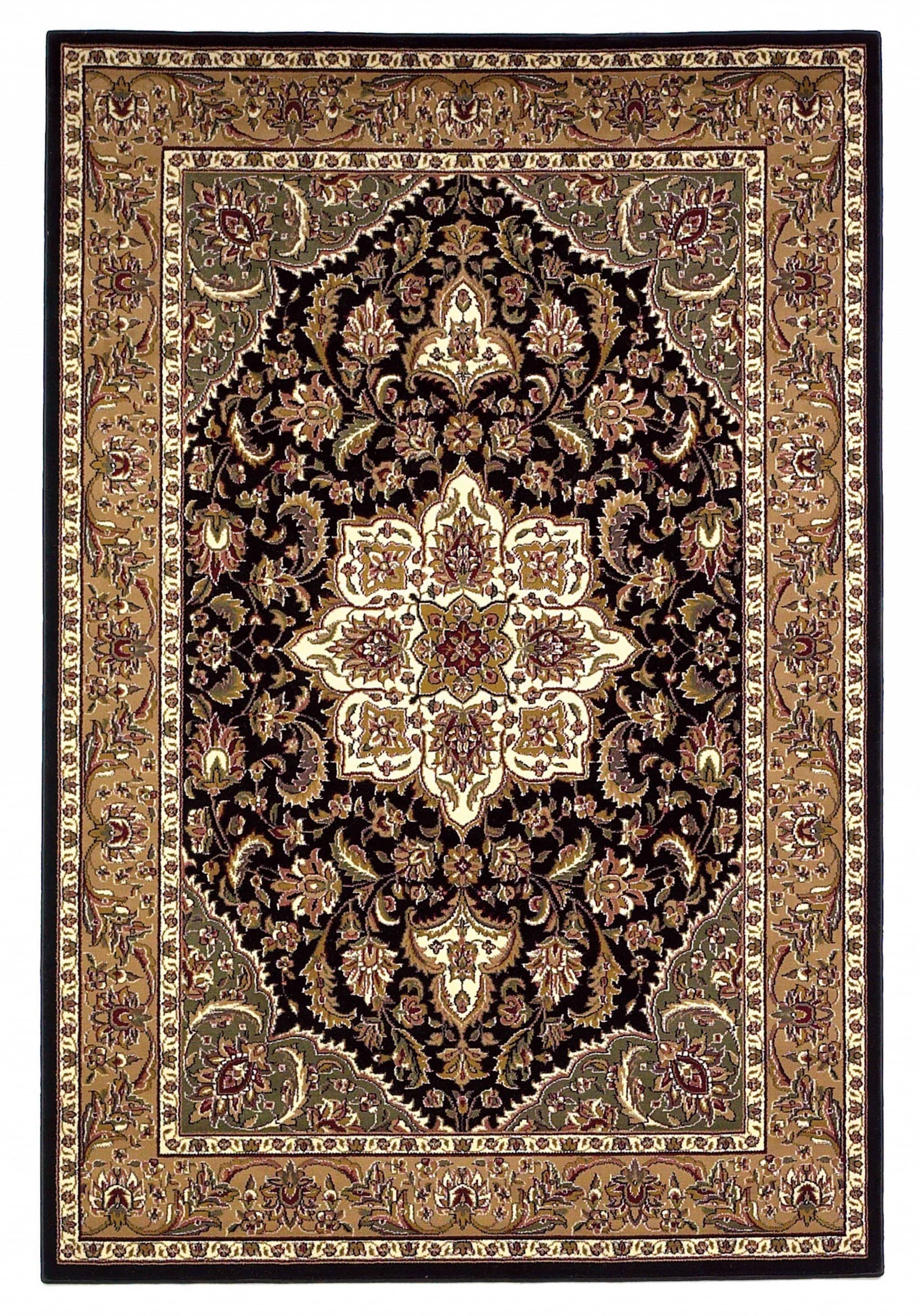 Black Area Rugs - 3'3" x 4'11" Polypropylene Black/Beige Area Rug