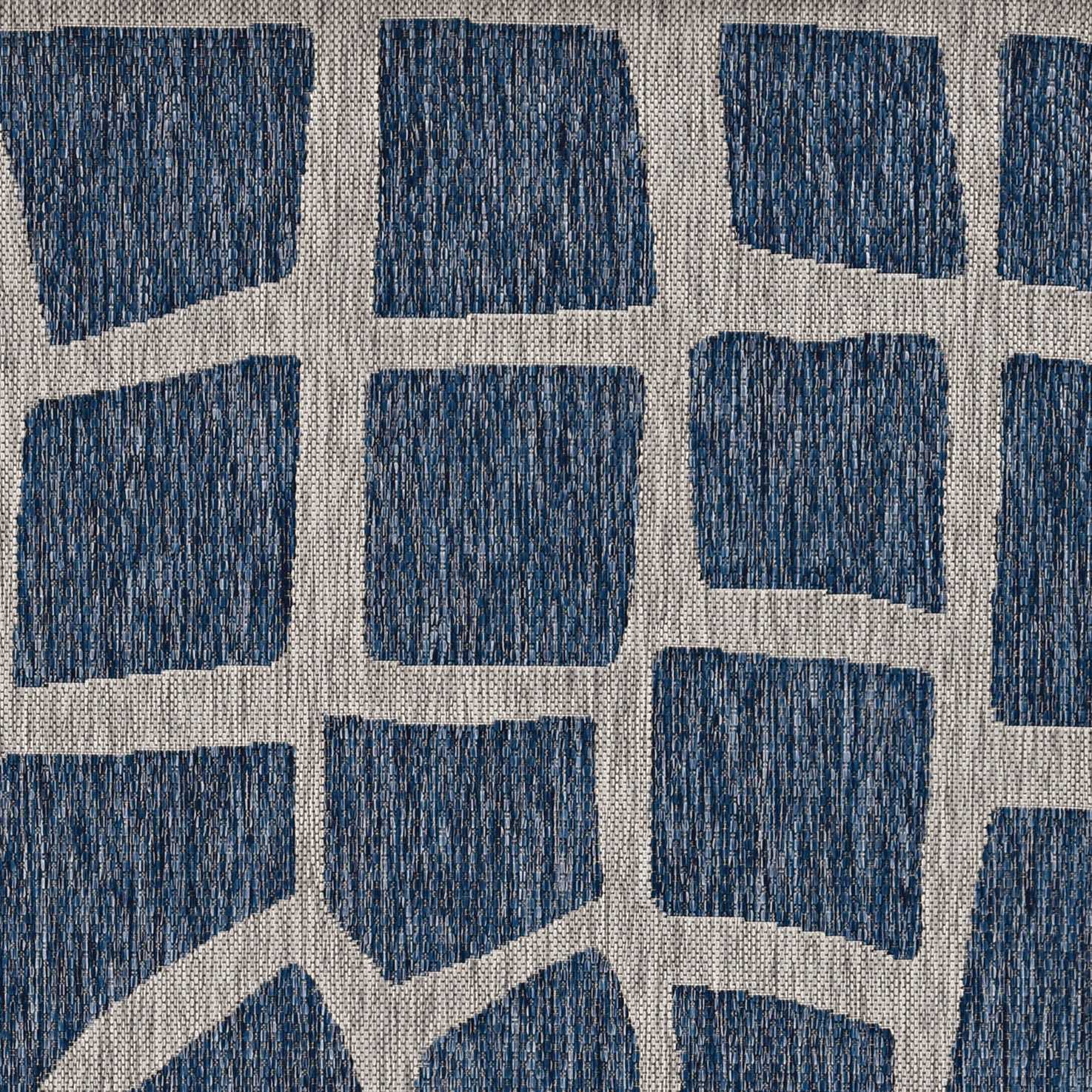 Blue and Grey Rug - 63" X 91" X 0.'25" Blue/Grey Polypropylene Rug