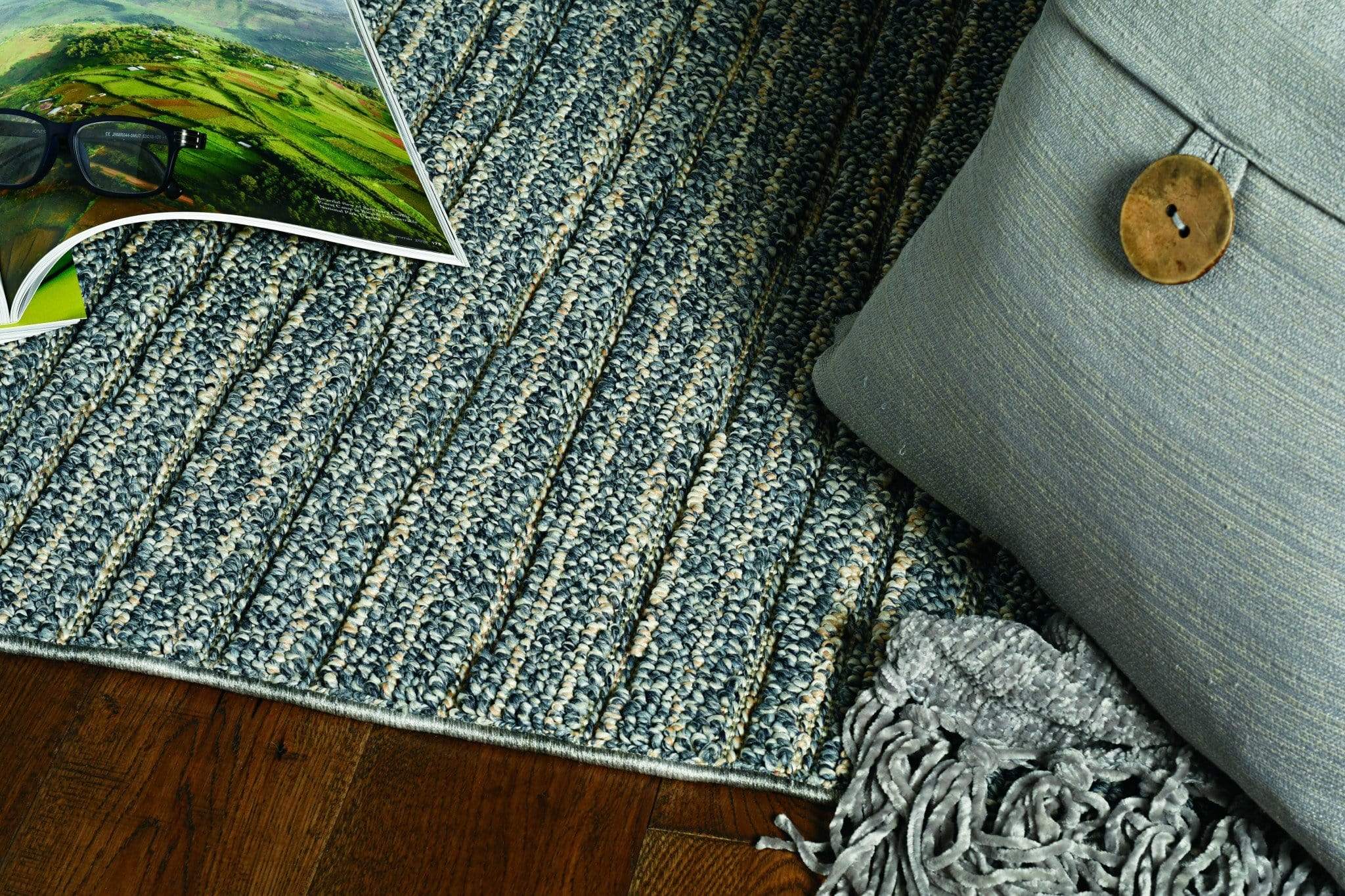 Designer Rug - 31" X 93" X 0.'25" Denim Polypropylene Rug