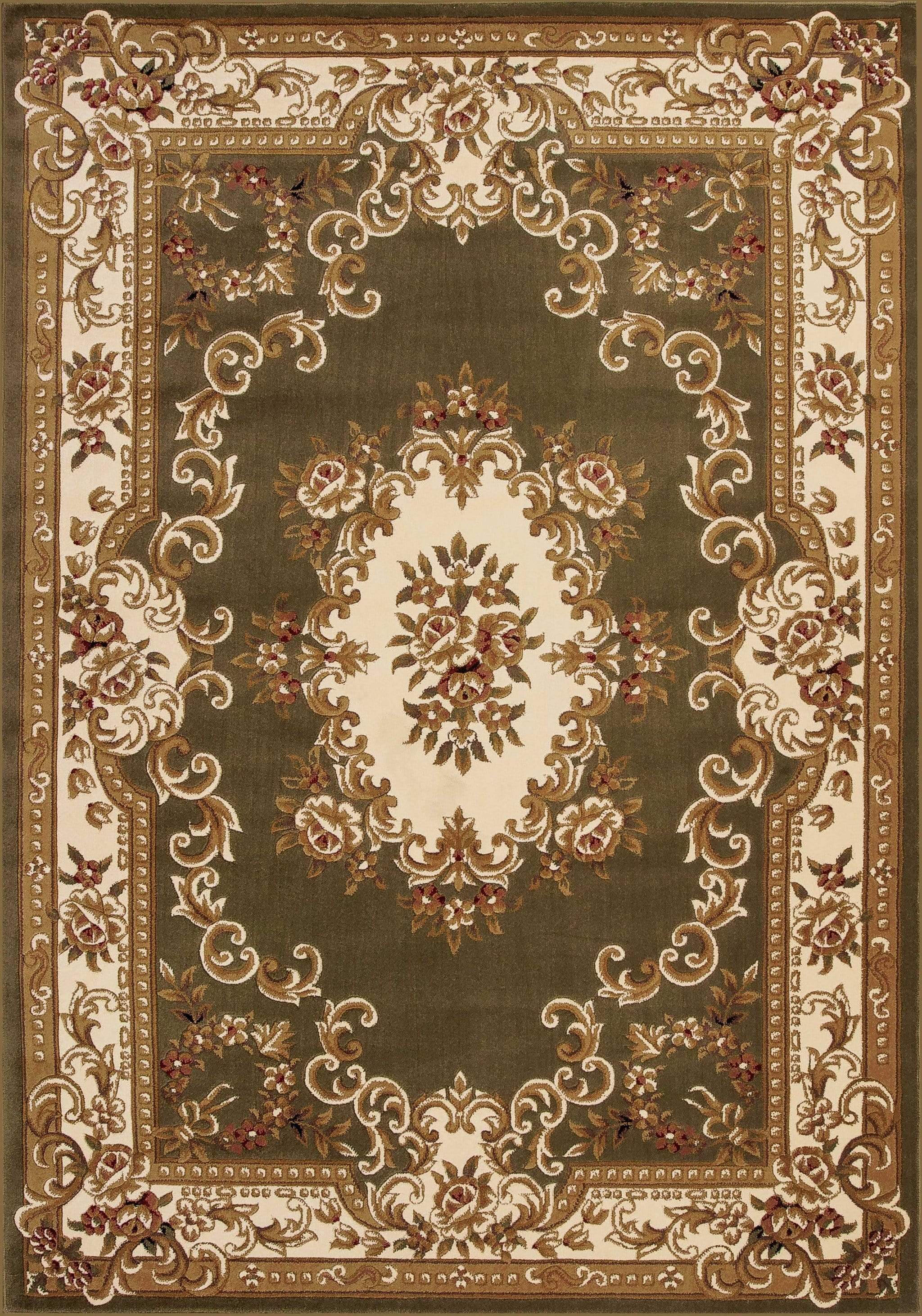 Green Rug - 7'7" x 10'10" Polypropylene Green/Ivory Area Rug