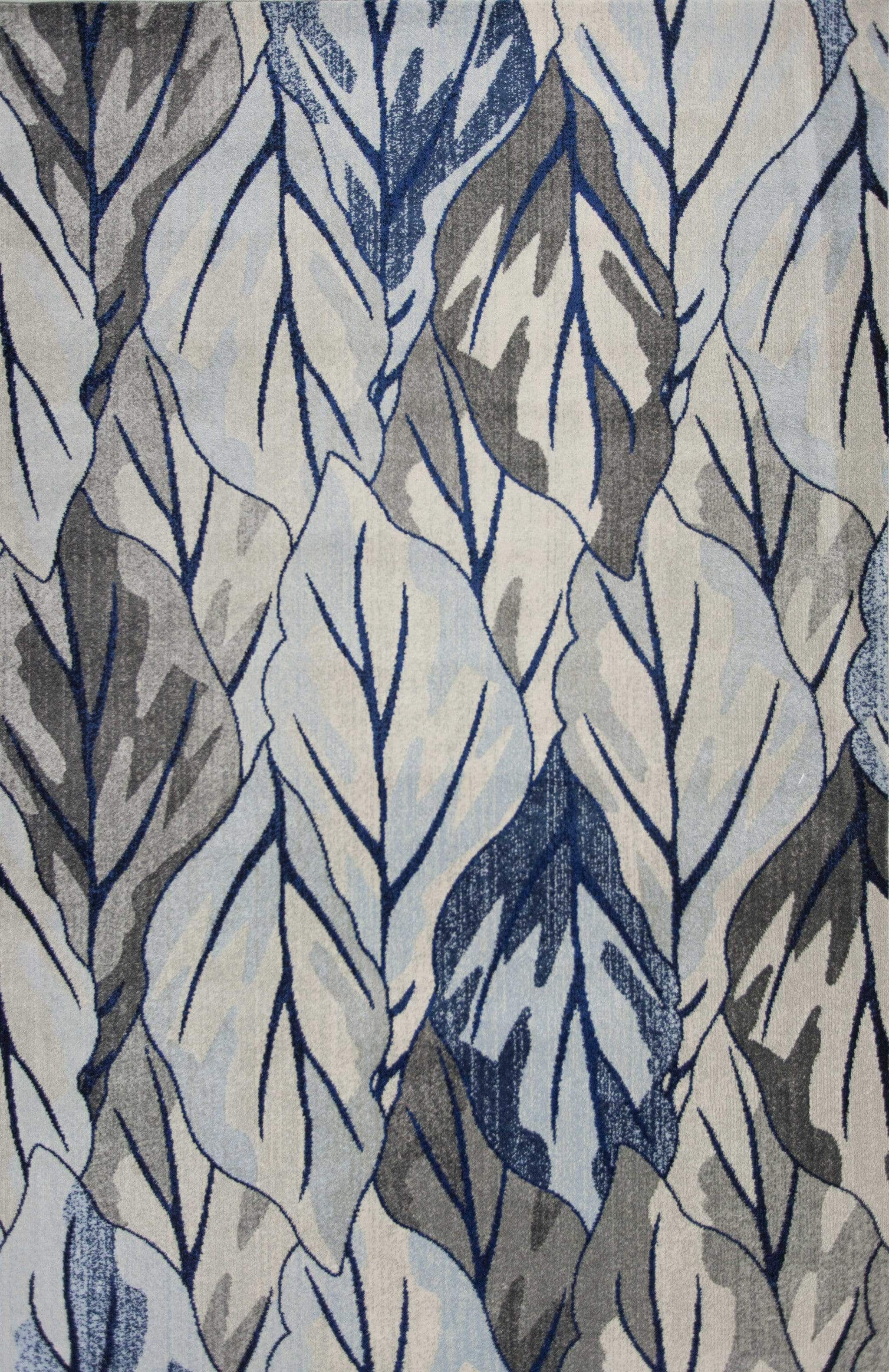 Grey Area Rug - 5'3" x 7'7" Polypropylene Grey/Navy Area Rug