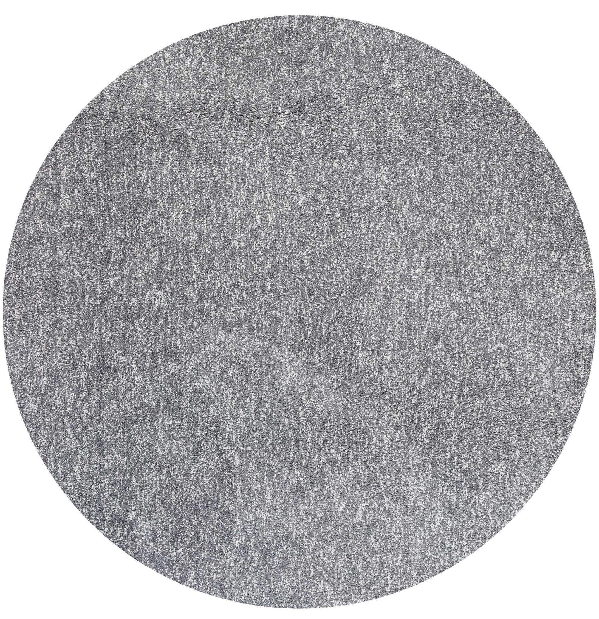 Grey Area Rug - 8' Round Polyester Grey Heather Area Rug