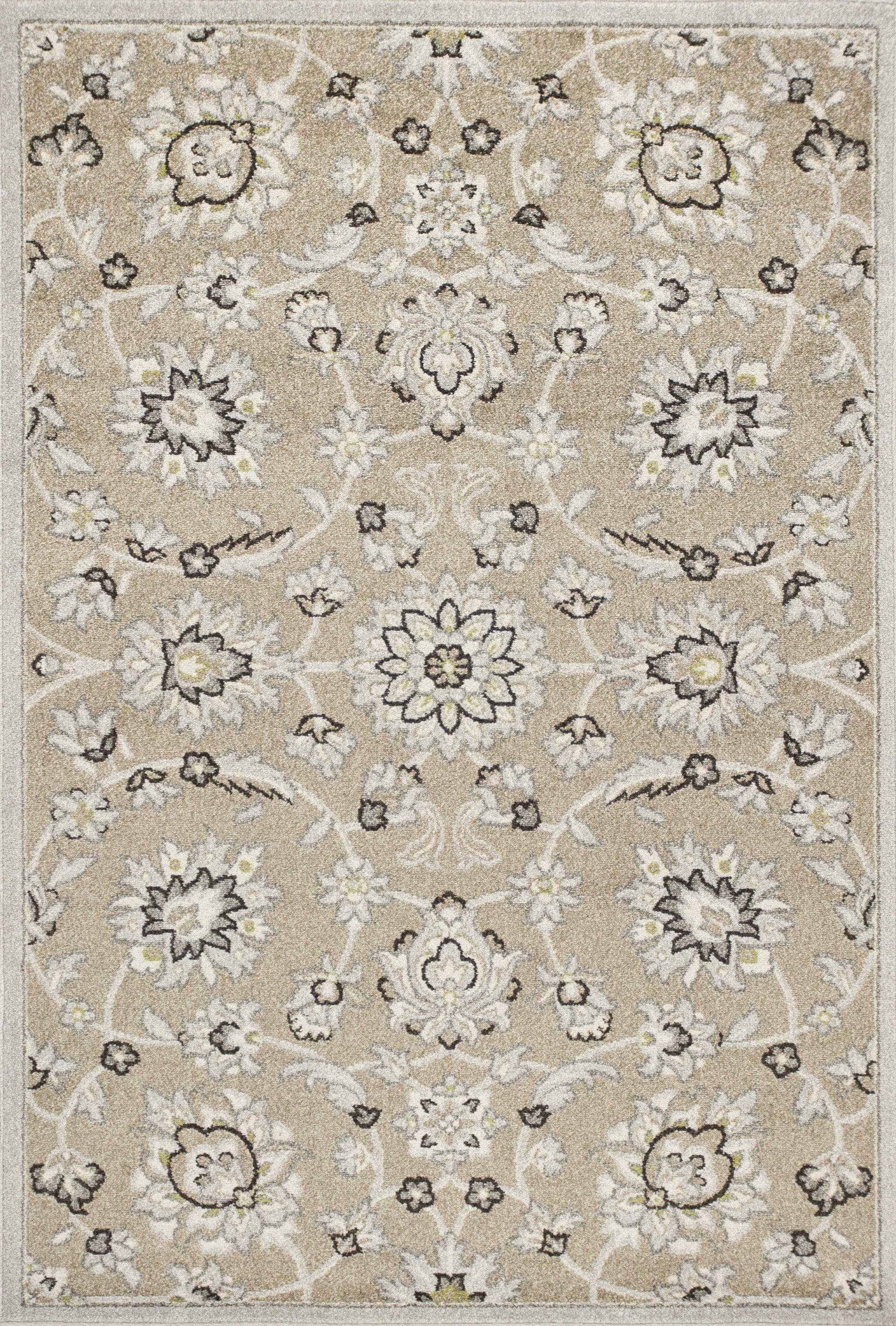 Grey Living Room Rug - 7'7" x 10'10" UV-treated Polypropylene Beige/Grey Area Rug