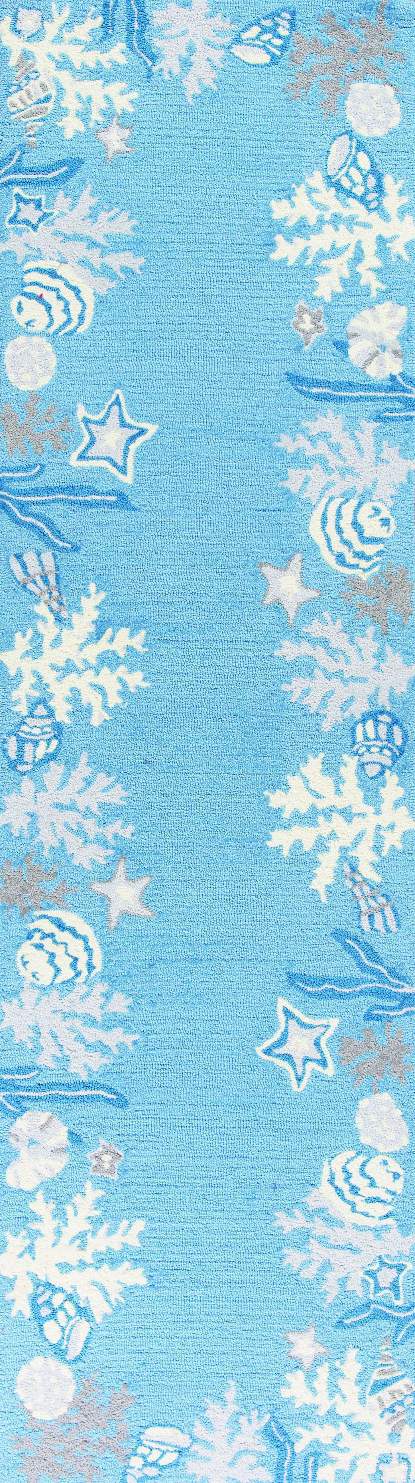 Kitchen Runner Rugs - 2' x 7'6" Runner Polyester Sea Blue Area Rug