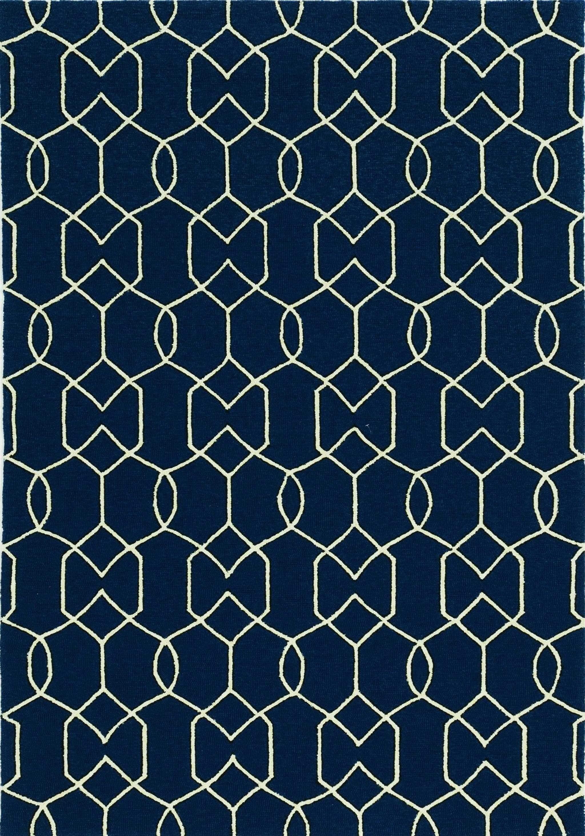 Navy Rug - 6'6" x 9'6" UV-treated Polypropylene Navy Area Rug