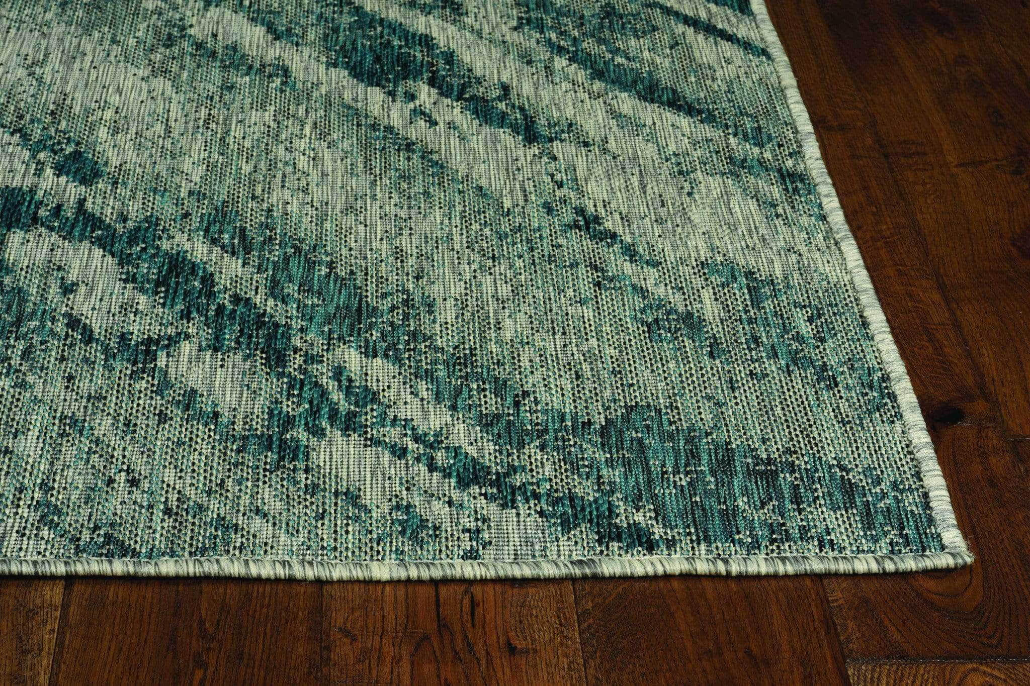 Patio Rugs - 47" X 31" X 0.'25" Grey/Teal Polypropylene Rug