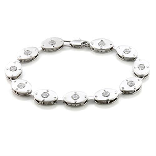 Bracelets For Women LO581 Matte Rhodium & Rhodium Brass Bracelet with CZ