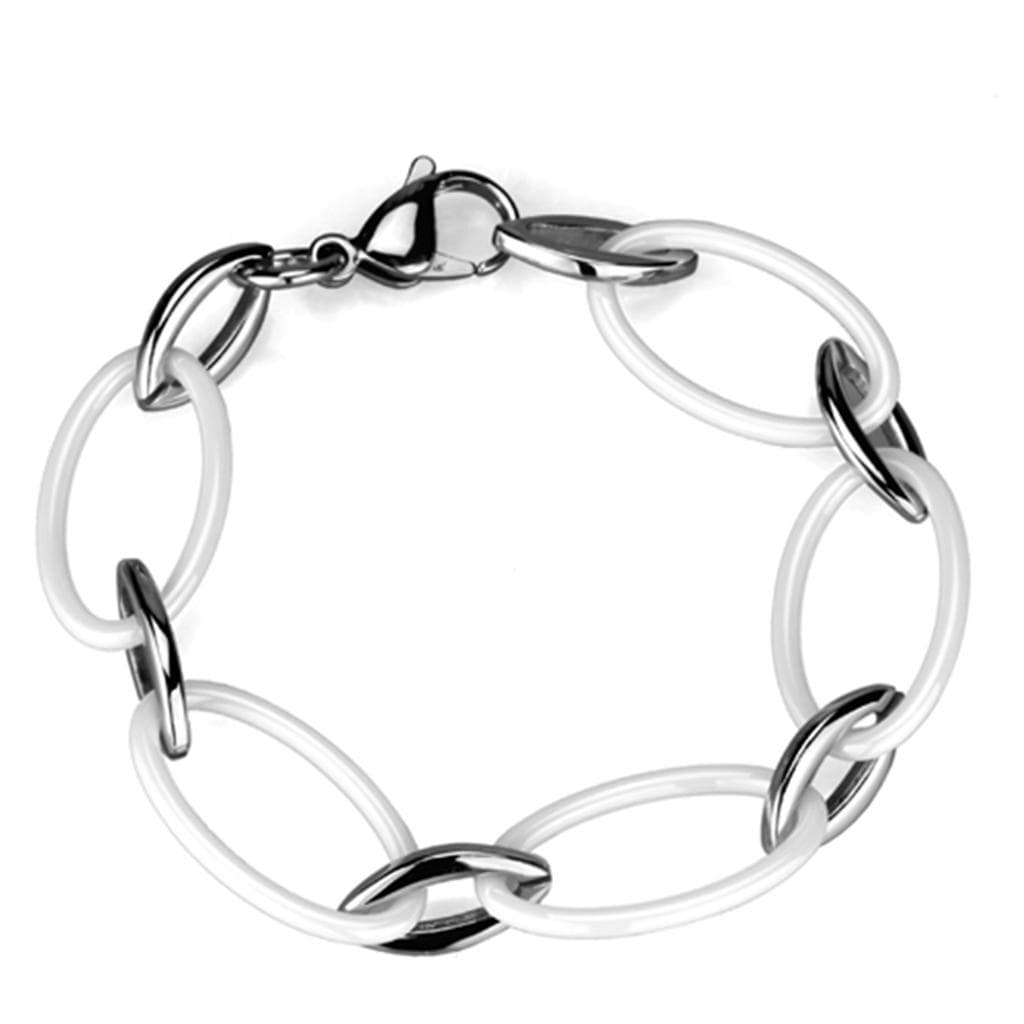 Cute Bracelets 3W1014 Stainless Steel Bracelet with Ceramic in White