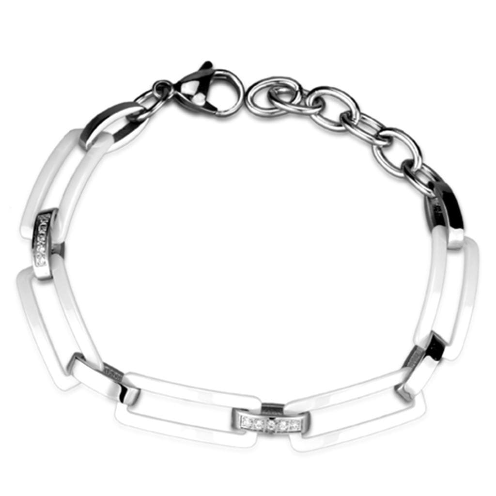 Cute Bracelets 3W1016 Stainless Steel Bracelet with Ceramic in White