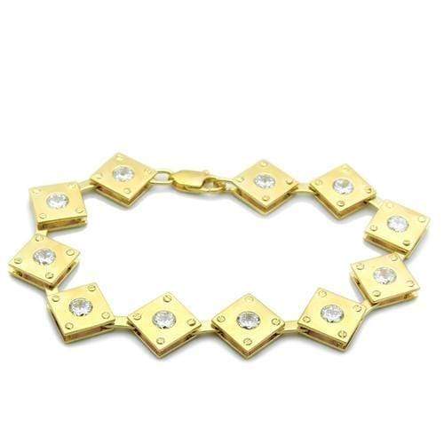 Gold Bracelet For Women LO2017 Matte Gold & Gold Brass Bracelet with CZ