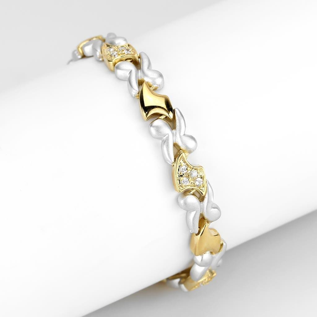 Gold Bracelet LO4736 Gold+Rhodium Brass Bracelet with AAA Grade CZ