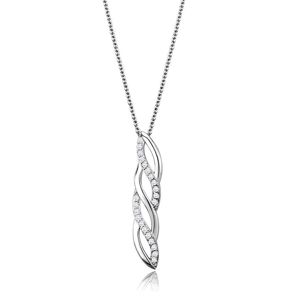 Chain Necklace 3W1020 Rhodium Brass Chain Pendant with AAA Grade CZ