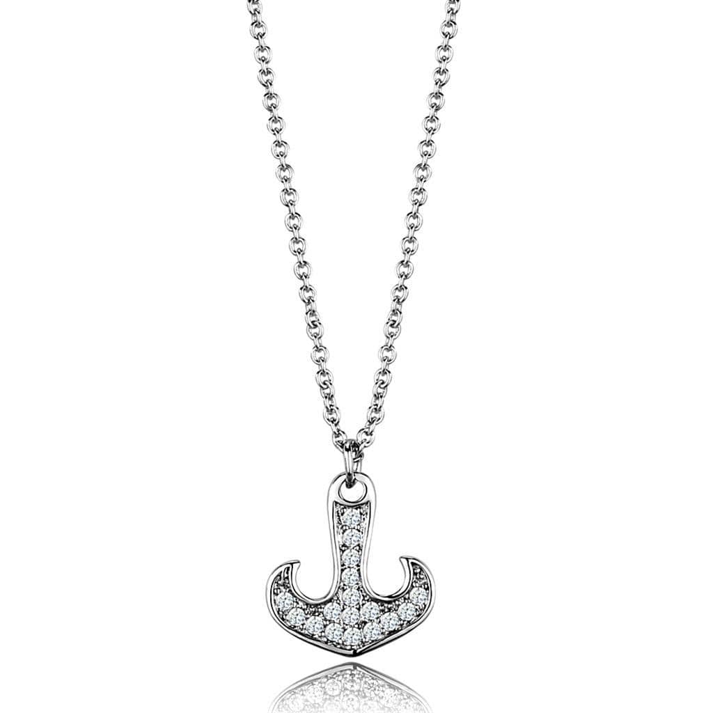 Chain Necklace 3W1035 Rhodium Brass Chain Pendant with AAA Grade CZ