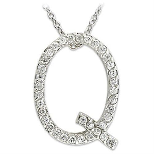 Locket Necklace 21616 Rhodium Brass Pendant with AAA Grade CZ