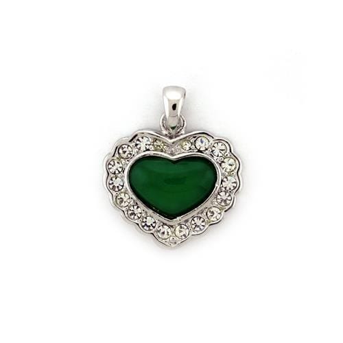 Locket Necklace LOA1308 Rhodium platina Pendant with Synthetic in Emerald