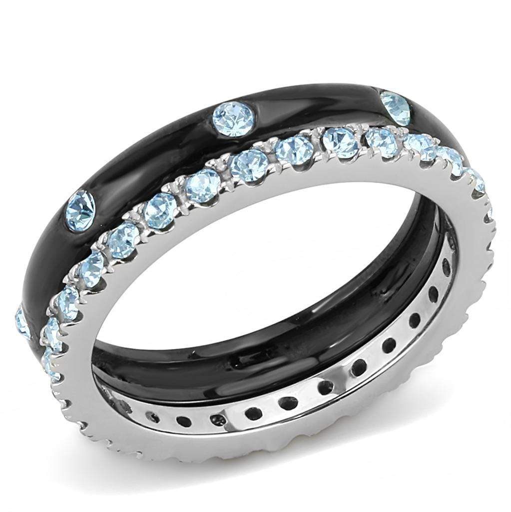 Crystal Wedding Rings TK3233 Two-Tone - Stainless Steel Ring with Crystal