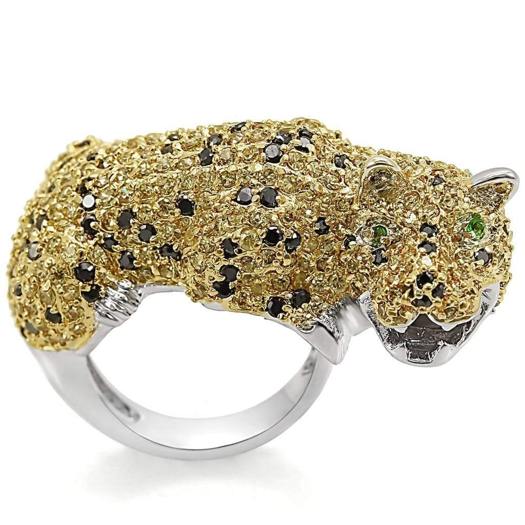 Cubic Zirconia Rings LO1347 Reverse Two-Tone Brass Ring with AAA Grade CZ