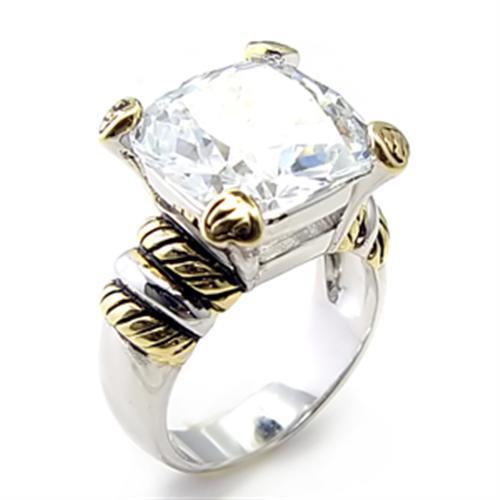 Cute Rings 6X023 Reverse Two-Tone Brass Ring with AAA Grade CZ