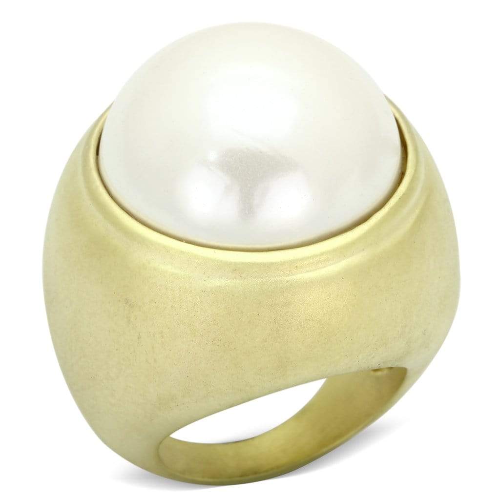 Gold Ring Set LOA835 Matte Gold Brass Ring with Synthetic in White