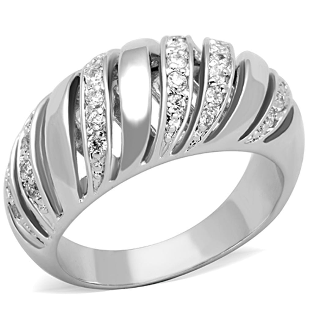 Jewelry Rings 3W743 Rhodium Brass Ring with AAA Grade CZ