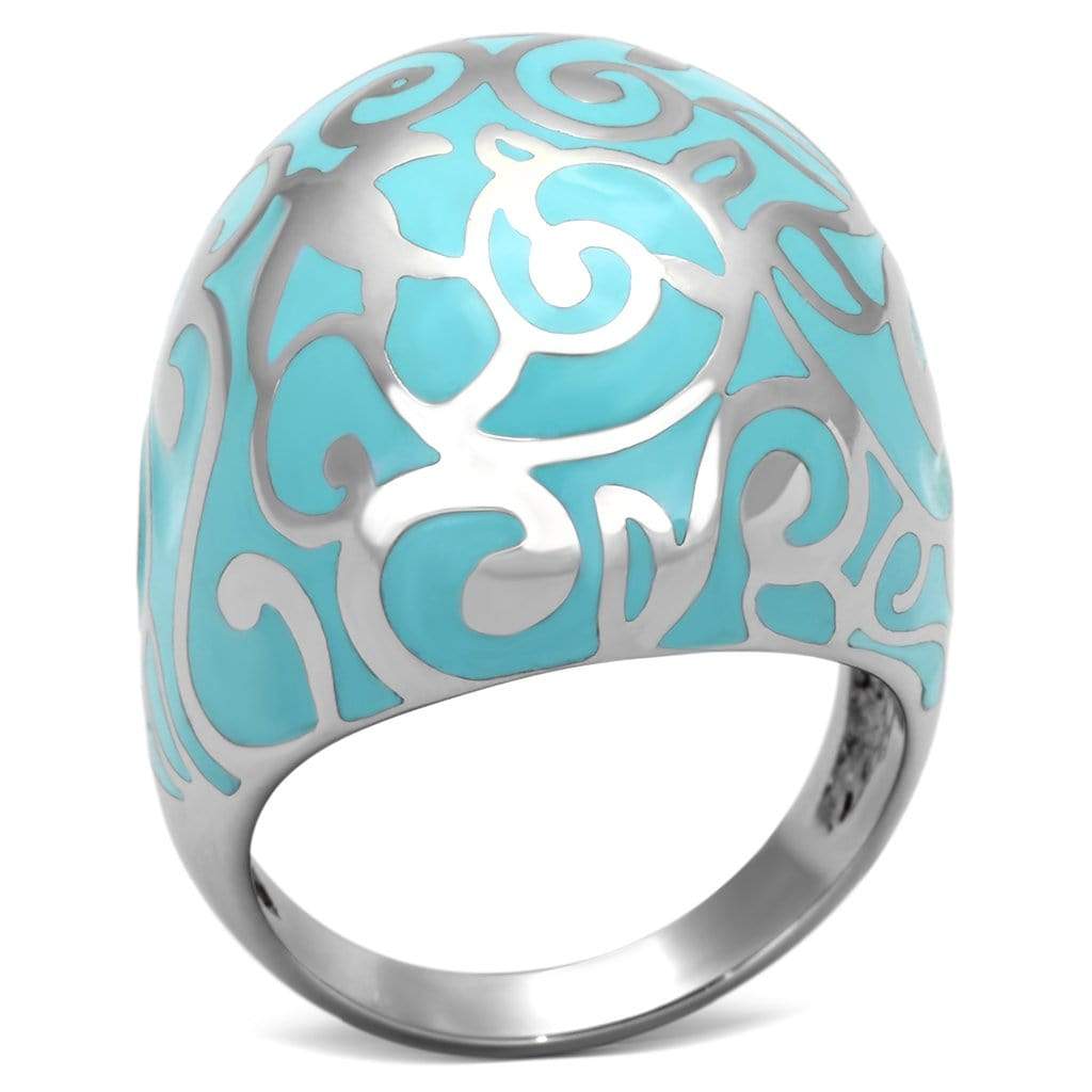 Pandora Rings TK845 Stainless Steel Ring with Epoxy in Aquamarine