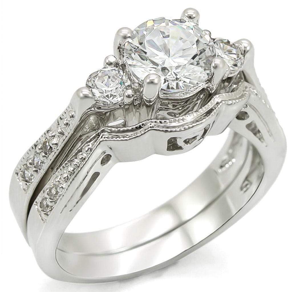 Rings For Sale 1W002 Rhodium Brass Ring with AAA Grade CZ