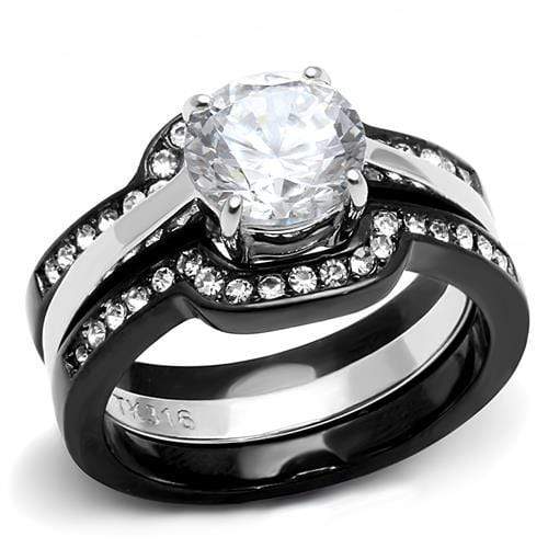 Rings For Women TK3214 Two-Tone Black - Stainless Steel Ring with CZ