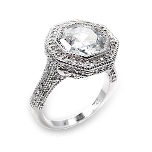 Silver Band Ring Womens 6X211 - 925 Sterling Silver Ring with AAA Grade CZ