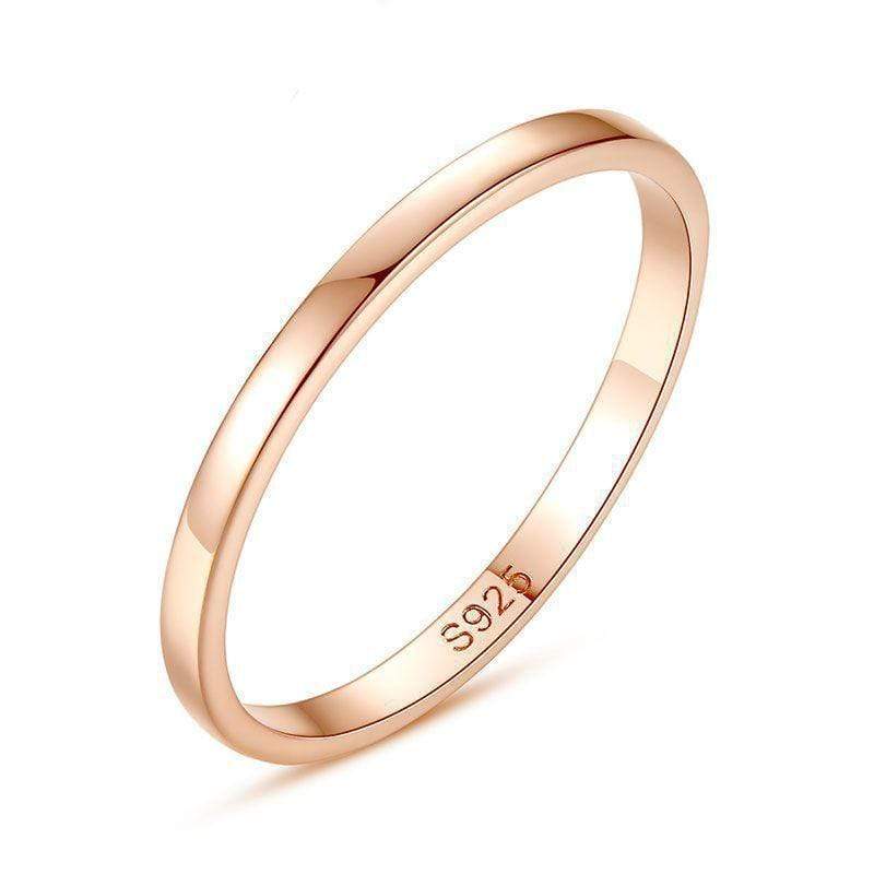 Simple Design Women Rose Gold Plated 925 Silver Ring