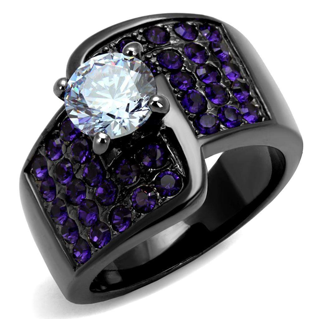 Wedding Rings For Women TK2644 Light Black Stainless Steel Ring with CZ