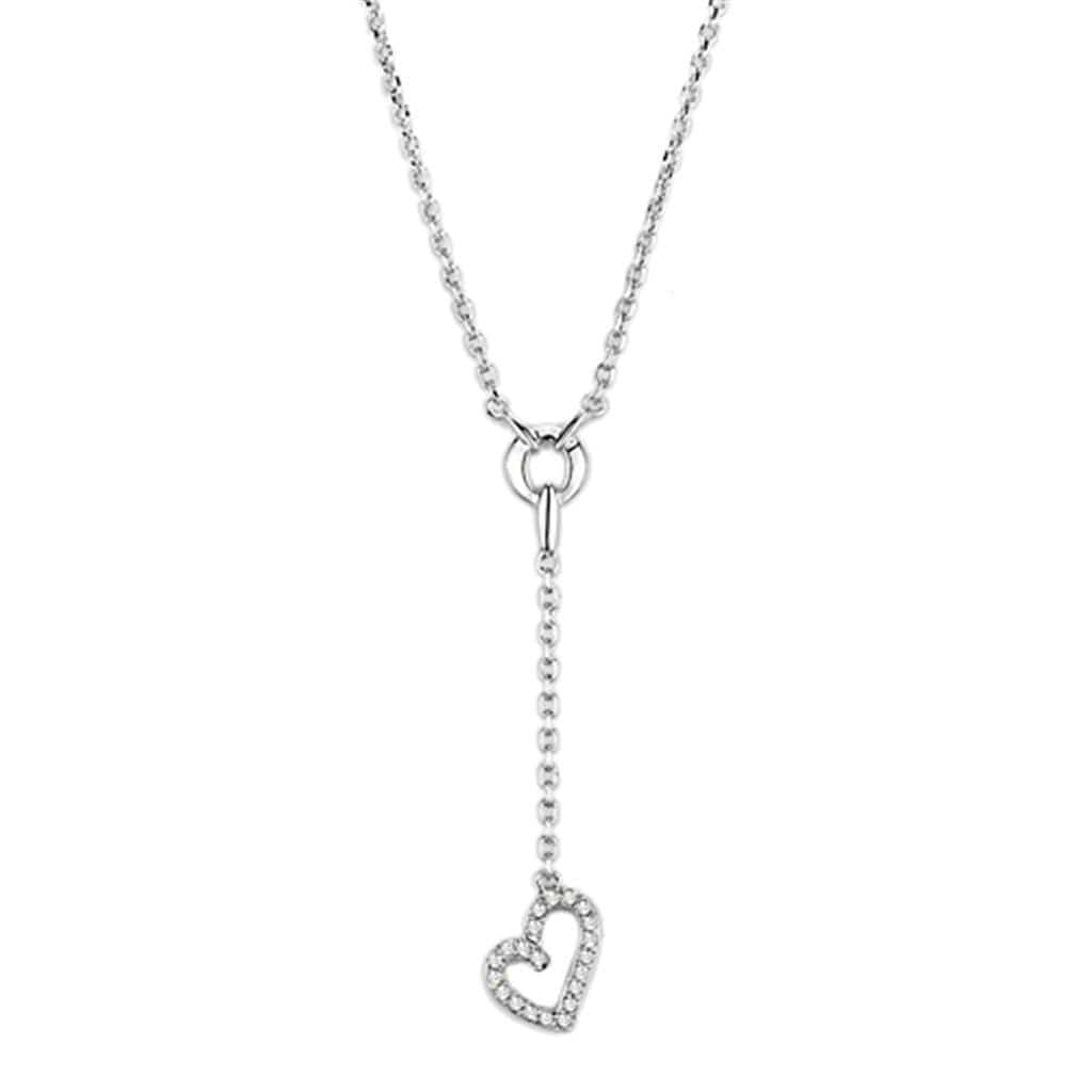 Cute Necklaces 3W425 Rhodium Brass Necklace with AAA Grade CZ