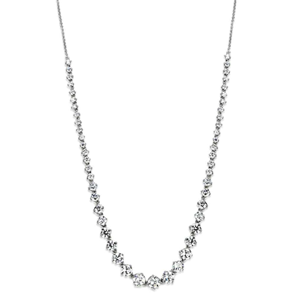 Cute Necklaces 3W440 Rhodium Brass Necklace with AAA Grade CZ