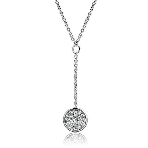 Necklaces For Women 3W077 Rhodium Brass Necklace with AAA Grade CZ