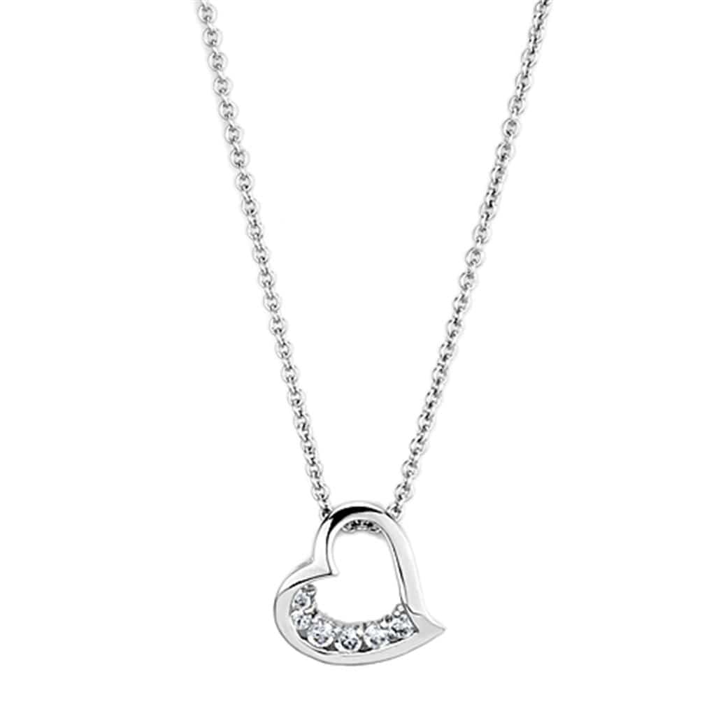 Necklaces For Women 3W410 Rhodium Brass Necklace with AAA Grade CZ