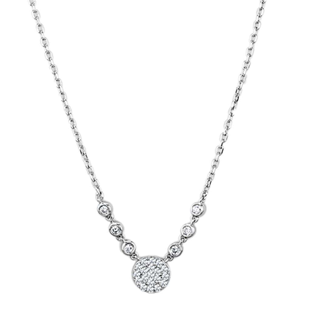 Necklaces For Women 3W417 Rhodium Brass Necklace with AAA Grade CZ