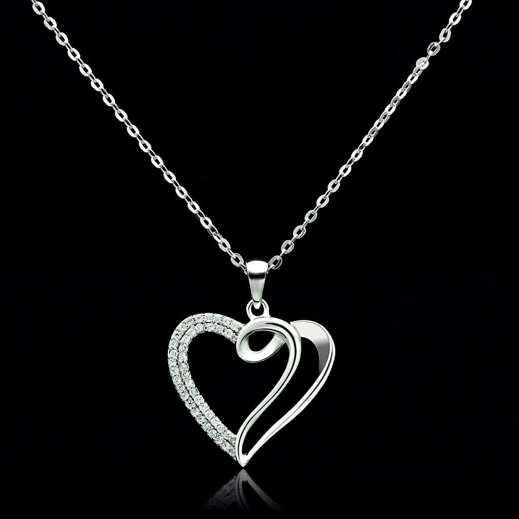 Sterling Silver Necklace TS035 Rhodium 925 Sterling Silver Necklace