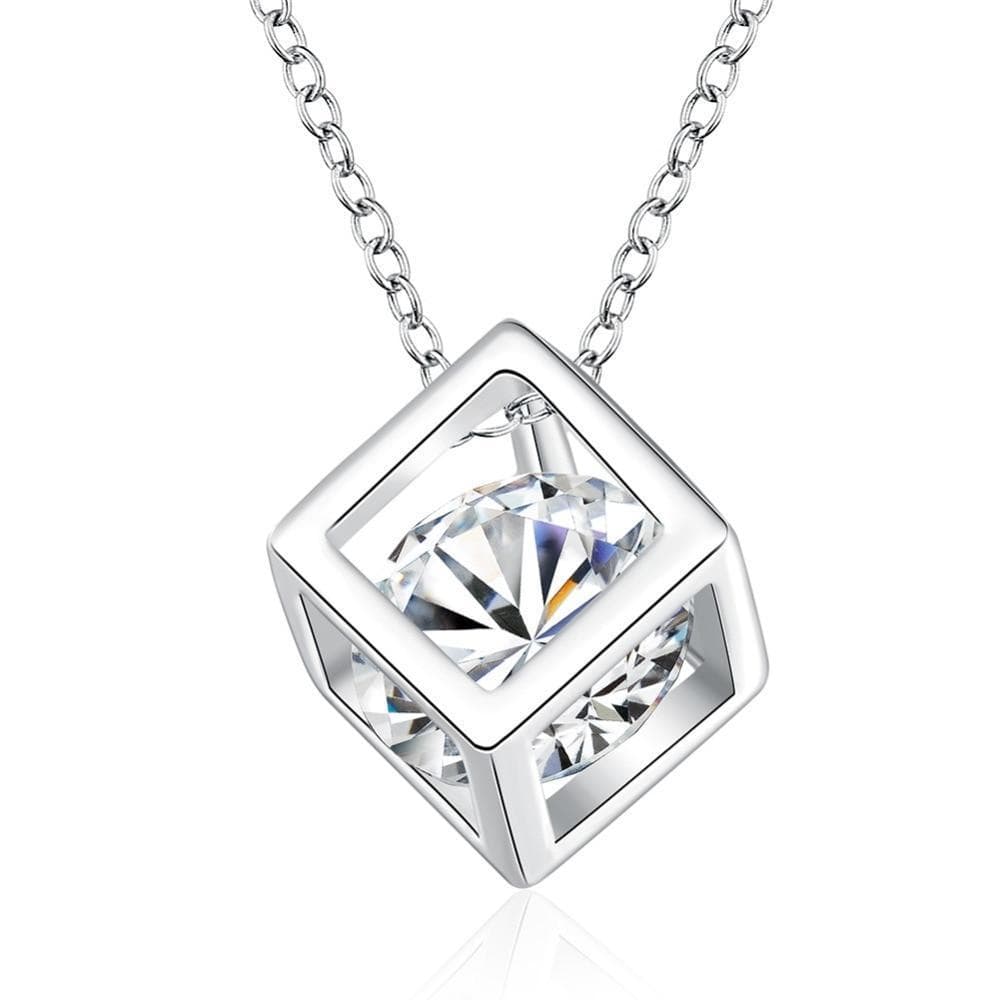 Simple Style Elegant Women Square Shape 925 Sterling Silver Necklace