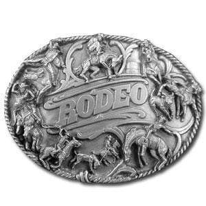 Sports Accessories - Rodeo Rope Border Antiqued Belt Buckle
