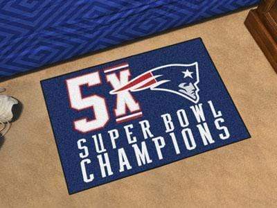 Outdoor Rug NFL New England Patriots 5X Super Bowl Champs Starter Rug 19"x30"