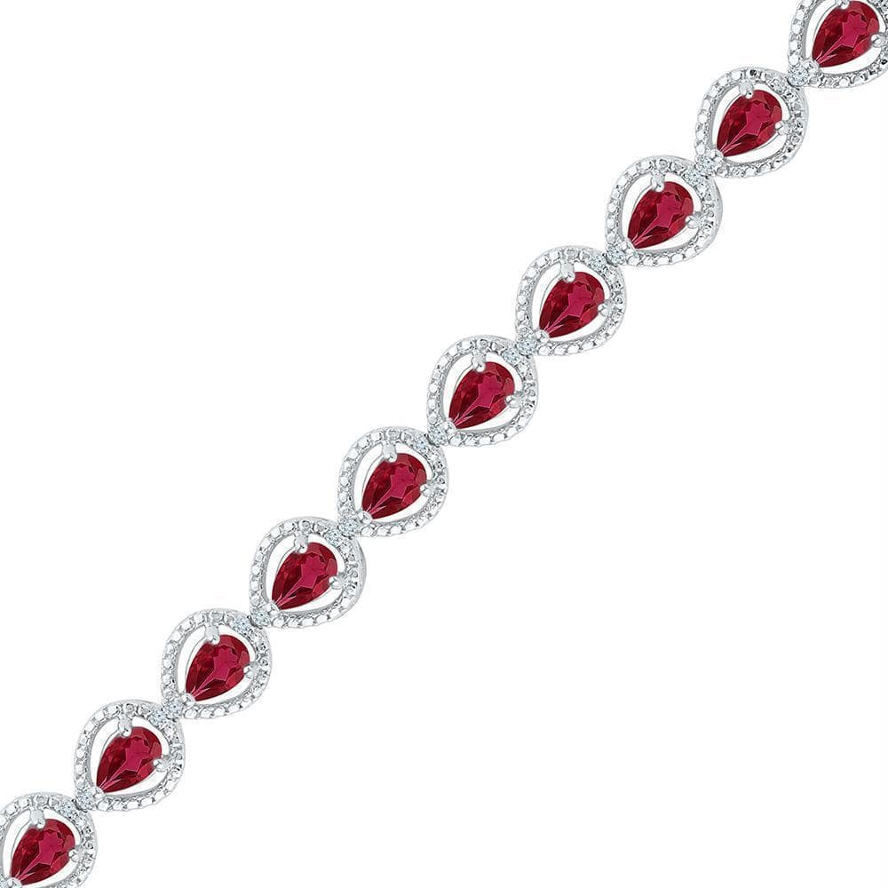 Sterling Silver Women's Oval Lab-Created Ruby Tennis Bracelet 5-7-8 Cttw - FREE Shipping (US/CAN