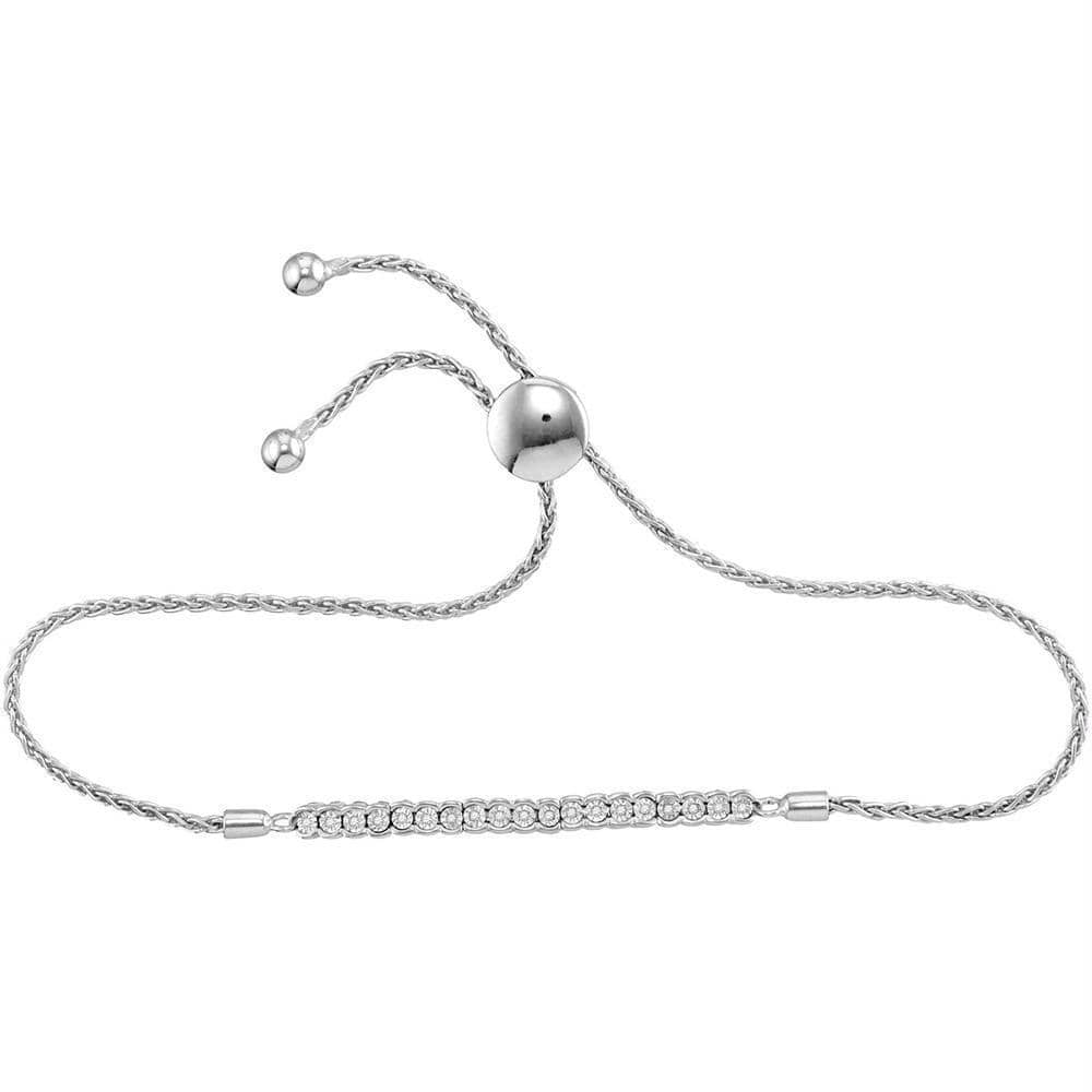 Sterling Silver Women's Round Diamond Single Row Bolo Bracelet 1-20 Cttw - FREE Shipping (US/CAN