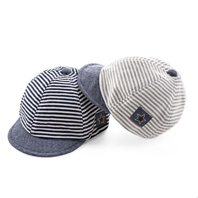 Summer Cotton Baby Hats Cute Casual Striped Soft Eaves Baseball Cap Baby Boy Beret Baby Girls Sun Ha