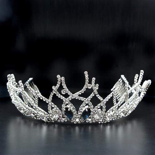 Wedding Tiara LO2106 Imitation Rhodium Brass Tiaras & Hair Clip with Crystal