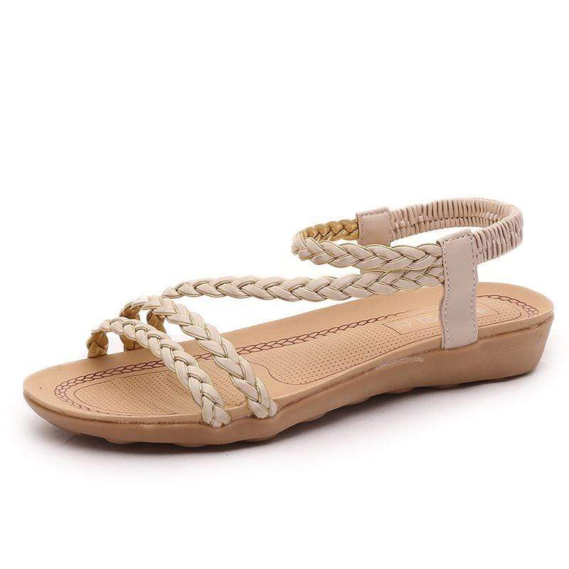 Simple Braided Design Women Summer Outdoor Flat Sandals Shoes